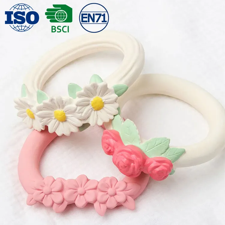 Flower Shape Nontoxic Bpa Free Food Grade Silicone Infant Teething Toy Relief Ring Silicone Baby Toy Teether