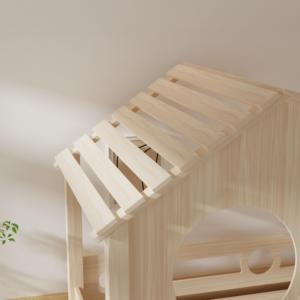 Lit enfant en bois massif sur le thème d'une maison dans les arbres avec de grands tiroirs de rangement, meubles ludiques et amusants pour la chambre d'enfant, garçon ou fille - Product Image 6
