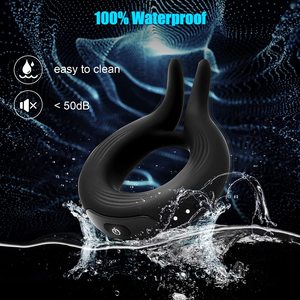 10 Modes de vibration oreilles de lapin 1ère génération <span class=keywords><strong>anneau</strong></span> de verrouillage de sperme mâle Rechargeable Silicone <span class=keywords><strong>vibrant</strong></span> <span class=keywords><strong>anneau</strong></span> d'essence de verrouillage ouvert - Product Image 3