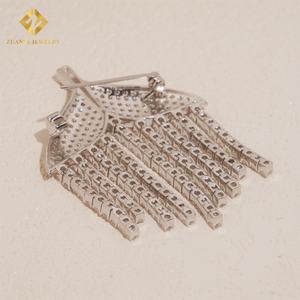 Deluxe Jewelry Moissanite Iced Out <b>Brooch</b> Pass Diamond Tester Moissanite Diamond 925 <b>Silver</b> Hip Hop Women Jewelry Tassel <b>Brooch</b> - Product Image 3