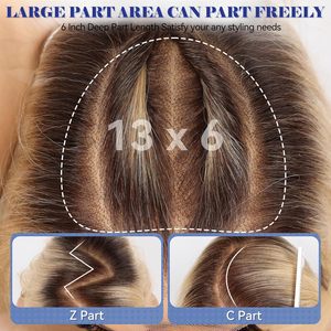 Wig Rambut Asli 13x6 HD Lace Front 24 Inch untuk Highlight Pirang, Rambut Keriting Panjang Berlapis, Natural Density Hairline, Tanpa Lem - Product Image 3