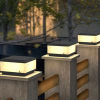 Lampes solaires à pilier extérieures étanches en aluminium IP65 LED avec base E27, lampes à pilier en marbre pour clôture