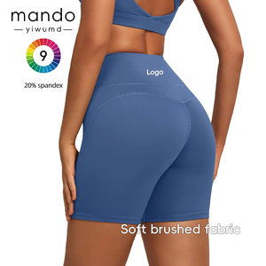 Shorts de Compresión de Punto con 80% Nailon y 20% Elastano, Sin Costura Delantera, Shorts de Yoga de Cintura Alta para Mujer, Logotipo Personalizado - Product Image 1