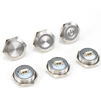 HUSA 22mm interrupteurs à bouton Ultra court 6v/12v/24v interrupteurs à bouton-poussoir momentané IP65 interrupteurs anti-vandalisme en acier inoxydable 1NO