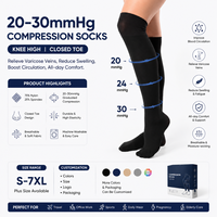 Bas de contention confortables à bout ouvert pour varices, chaussettes de compression montantes jusqu'à la cuisse, pression ferme pour les jambes, favorisent la circulation, usage quotidien polyvalent