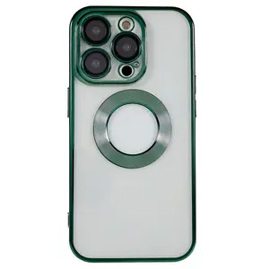 适用于iPhone 13 Pro 6.1英寸CD纹理戒指标志孔设计手机外壳透明TPU保护套，内置