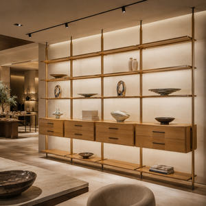 Estantes Metálicos <span class=keywords><strong>con</strong></span> Luz <span class=keywords><strong>LED</strong></span>, Estante de Exhibición Modular Personalizado para Sala de Estar y Dormitorio - Product Image 2