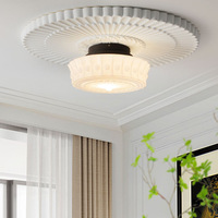 Plafonnier LED contemporain de style nordique avec base en fer et verre, finition noire, montage en surface, suspension AC, indice de protection IP33, 3500K, pour salon