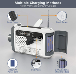 Banco de Energía Solar Portátil de 10W en Oferta, Radio FM/AM con Luz Intermitente, Alarma SOS, Resistente al Agua, Interfaz de Entrada Micro USB - Product Image 3