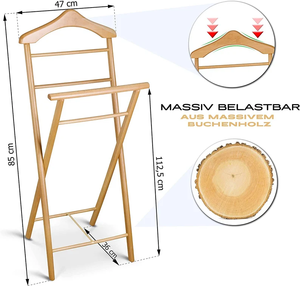 <span class=keywords><strong>Porte</strong></span>-vêtements pliable en bois massif, support de rangement en bois pour salle de bain, chambre et buanderie, design naturel et écologique - Product Image 2