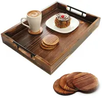 Wooden Serving Tray with Handles, Ottoman Tray