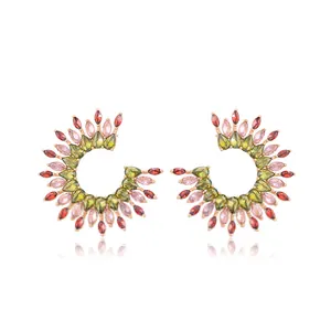 S00150341 xuping luminous American style artificial live streaming jewellery 18K gold color rhinestones Stud earring