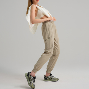 Pantaloni Cargo estivi larghi e traspiranti ad asciugatura rapida ad alta elasticità da <span class=keywords><strong>donna</strong></span> pantaloni sportivi Casual da esterno con elastico in vita - Product Image 4