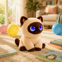 Peluche chat chantant kawaii de taille moyenne, commande vocale, pour filles et garçons, compagnon pour personnes âgées, décoration de chambre, cadeau de Thanksgiving