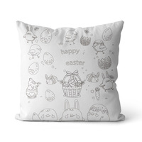 Housse de coussin carrée lapin de Pâques pour enfants, à colorier soi-même, lavable, réutilisable, pour graffitis