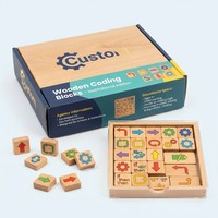 Juego Educativo STEAM de Bloques de Codificación de Madera y Papel Montessori Personalizados, Cubo de Programación Lógica para Mayores de 14 Años