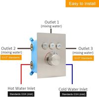 Système de douche complet à poignée unique moderne en nickel brossé de 16 pouces Jets de corps Robinet thermostatique en laiton Robinet pluie/jet de massage