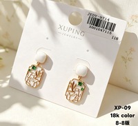 Boucles d'oreilles clous XUPING en alliage de cuivre plaqué or, style chinois vintage, émail et zircon cubique synthétique pour femme
