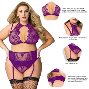 Commercio all'ingrosso Hot Mature Sexy Delle <span class=keywords><strong>Donne</strong></span> Del Merletto <span class=keywords><strong>Nude</strong></span> Lingerie Set Giarrettiera - Product Image 6