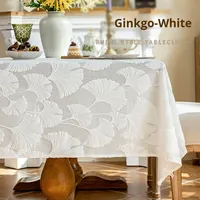 Nouvelle Nappe Rectangulaire de Luxe en Polyester Anti-Poussière, Motif Ginkgo, pour la Maison, la Salle à Manger et la Table Basse