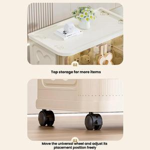 4 lớp rõ ràng nhựa gấp lưu trữ quần áo tủ trẻ em có thể gập lại đồ chơi tổ chức ngăn kéo với bánh xe - Product Image 6