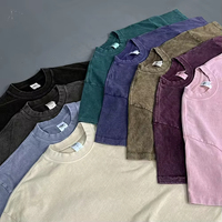 T-shirt Homme Personnalisé en Coton Tricoté 100% Effet Vieilli Délavé à l'Acide, Coupe Oversize Rétro Vintage, Écologique et Respirant de Haute Qualité