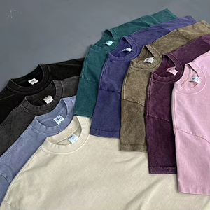 Camiseta Retro Oversize de Algodón 100% con Estampado de Copos de Nieve, Lavado Ácido y Efecto Desgastado para Hombre - Estilo Vintage - Product Image 2