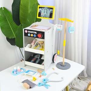 Ensemble de jeu d'imitation en <span class=keywords><strong>bois</strong></span> Mxl, <span class=keywords><strong>chariot</strong></span> d'hôpital portable, kit éducatif de jeu de rôle d'infirmière pour enfants - Product Image 1