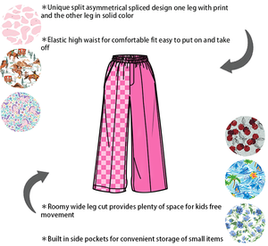 Nuovi Pantaloni Larghi alla Moda per Bambini con Contrasto di Colore, Vita Elastica, Casual e Comodi, Personalizzabili per Bambine - Product Image 2