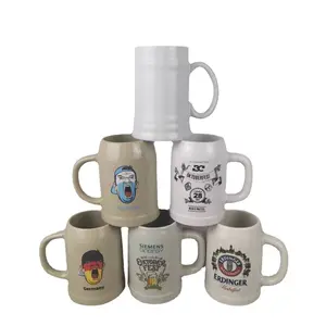 GZYSL 300ml, 500ml, 1000ML New Design Classic Beer Mug drum shaped print logo sublimation white Ceramic Stein Mug corporate gift