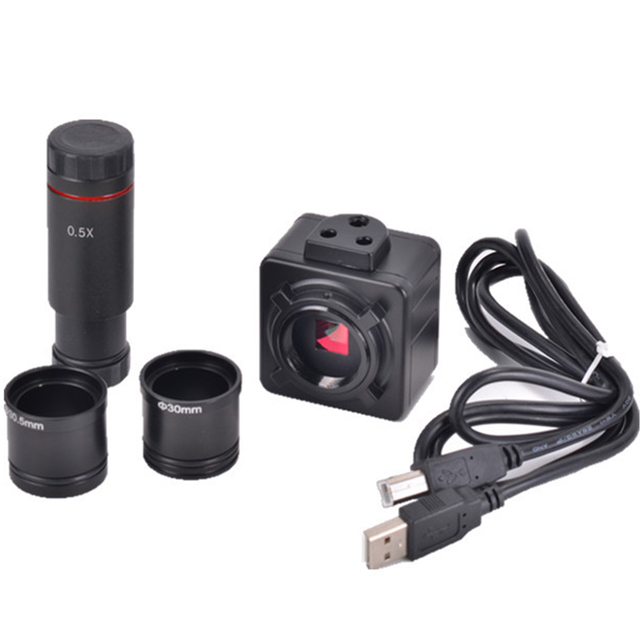 HD 5MP USB Cmos Camera Electronic Digital Eyepiece Microscope Adapter Free Driver Image Capture+0.5X C-mount for Win7/Win8/Win10
