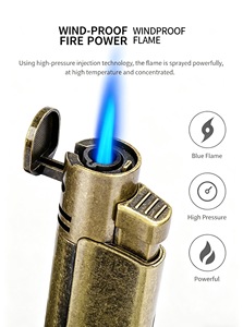 Jet Torch Cigar <b>Lighter</b> with Cigar Punch <b>Windproof</b> Refillable Butane Cigarette <b>Lighter</b> for Cigar Custom Logo Wholesale Bulk - Product Image 6