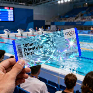 Cupón de código QR con código de barras holográfico PET sensible al calor, entradas para eventos antifalsificación con impresión UV personalizada, número de serie único - Product Image 3