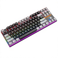 Clavier mécanique filaire 87 touches FVQ301, double tonalité RGB, interrupteurs bleus remplaçables à chaud, pour jeux e-sport, OEM, tri-mode, interface PS/2