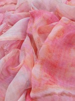 Grand foulard en soie à franges imprimé aquarelle