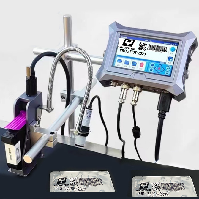 YAOMATEC 4,3 pulgadas 12,7 MM fecha número Logo código cartón plástico Metal en línea automático TIJ impresora de inyección de tinta continua