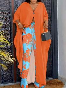 <span class=keywords><strong>Traje</strong></span> de Dos Piezas para <span class=keywords><strong>Mujer</strong></span>, Estilo Holgado con Mangas Murciélago, Cuello en V, Cintura Ajustable con Lazo, Diseño Moderno y Variado - Product Image 3