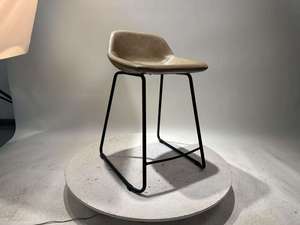 Simple Design Light Grey PU <b>Leather</b> Upholstered <b>Bar</b> <b>Stool</b> Home <b>bar</b> Leisure Chair with Durable Metal Leg - Product Image 6