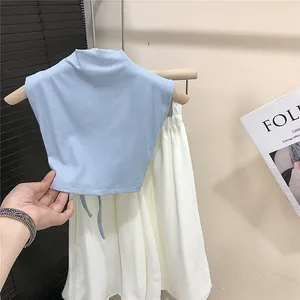 Nueva <span class=keywords><strong>moda</strong></span> 2 uds. Conjuntos de ropa para niñas sólido sin mangas sin espalda Top de punto + Pantalones sueltos casuales trajes para niñas - Product Image 4