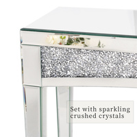 Table de console d'entrée moderne en miroir et diamant écrasé Table d'appoint de canapé en argent