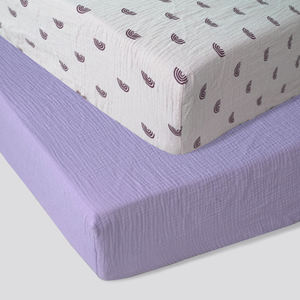 2 Pack Soft Muslin Gauze Crib <strong>Sheet</strong> High Elastic Cotton Baby Bedding for Newborn <strong>Cot</strong> Bed Custom Size Kids' Bedding - Product Image 2