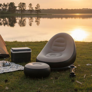 <b>Inflatable</b> Bean Bag <b>Sofa</b> with Footstool Teardrop Shape PVC Modern Reclining Outdoor Chair for Camping and Leisure - Product Image 3