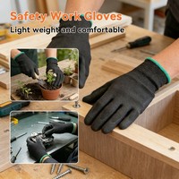 Gants de travail de sécurité confortables en mousse de latex noir LF1331 avec écran tactile 5 doigts pour la manutention générale polyvalente