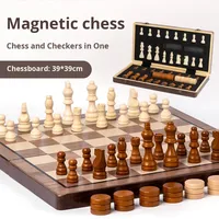 Dericsson Échiquier en bois unisexe 2 en 1 de haute qualité, écologique, jeu de société magnétique de luxe, personnalisable