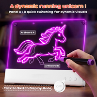 Tableau de dessin créatif pour enfants avec lumière nocturne, 3600 mAh, double LED détachable, 7 couleurs, 5 niveaux de luminosité, acrylique lavable et effaçable, cadeau