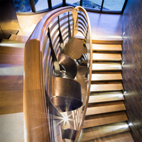 DAIYA chine escalier extérieur en bois avec balustrade en acier plat noir escalier incurvé