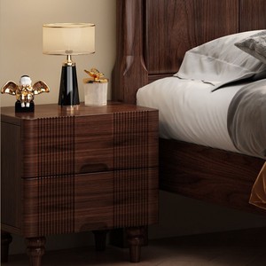 Solid Wood Double <b>Bed</b> Walnut French Curve <b>Headboard</b> Mid-Century Modern Bedroom Furniture <b>King</b>-<b>size</b> Zy888 Solid Oak Frame - Product Image 6