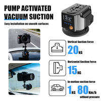 Support à ventouse électrique en alliage d'aluminium avec écran LCD intelligent, étanche, autonomie de 120H pour caméras d'action et smartphones