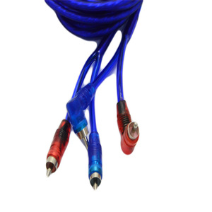 Blue Audio Cable 5m RCA Male To Male For <b>Car</b> <b>Amplifier</b> Subwoofer Speaker Copper Aluminum Wire Coiled Packing - Product Image 2