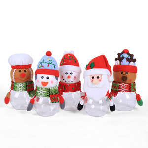 QY Factory Wholesale  Eco-friendly Cartoon <span class=keywords><strong>Santa</strong></span> Decor Gift Kids Storage Plastic Round  Bottle New Year Christmas Candy Jar - Product Image 5